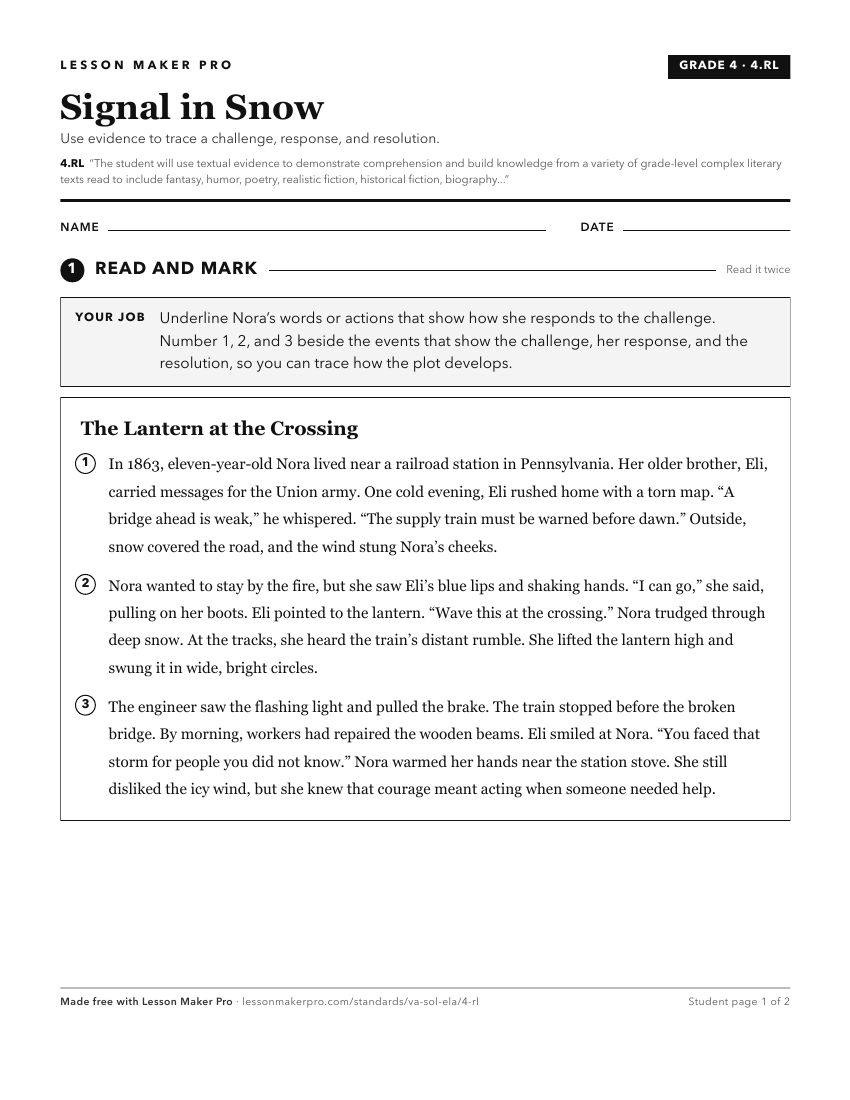 Preview of the 4.RL printable worksheet