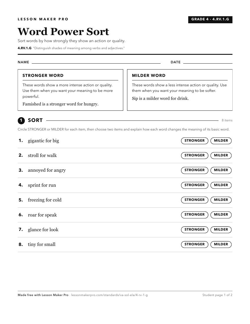 Preview of the 4.RV.1.G printable worksheet