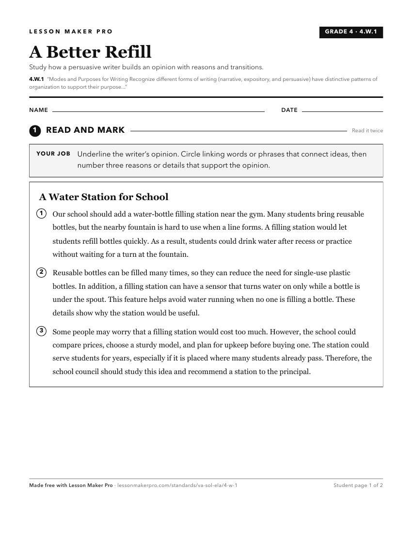 Preview of the 4.W.1 printable worksheet