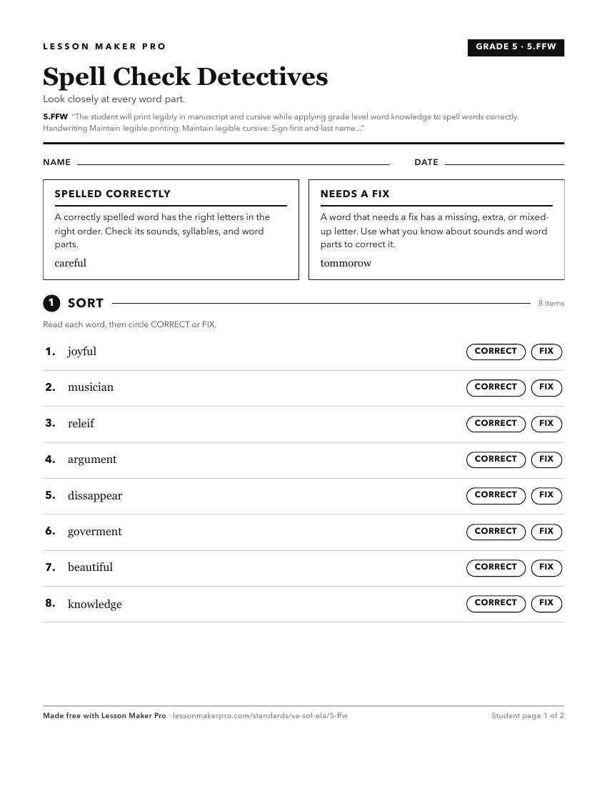 Preview of the 5.FFW printable worksheet