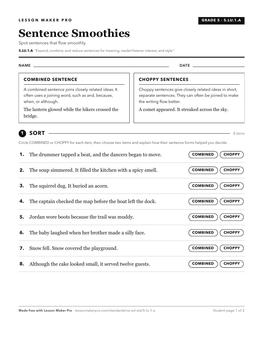 Preview of the 5.LU.1.A printable worksheet