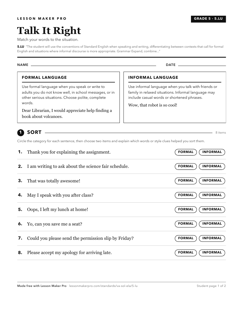 Preview of the 5.LU printable worksheet
