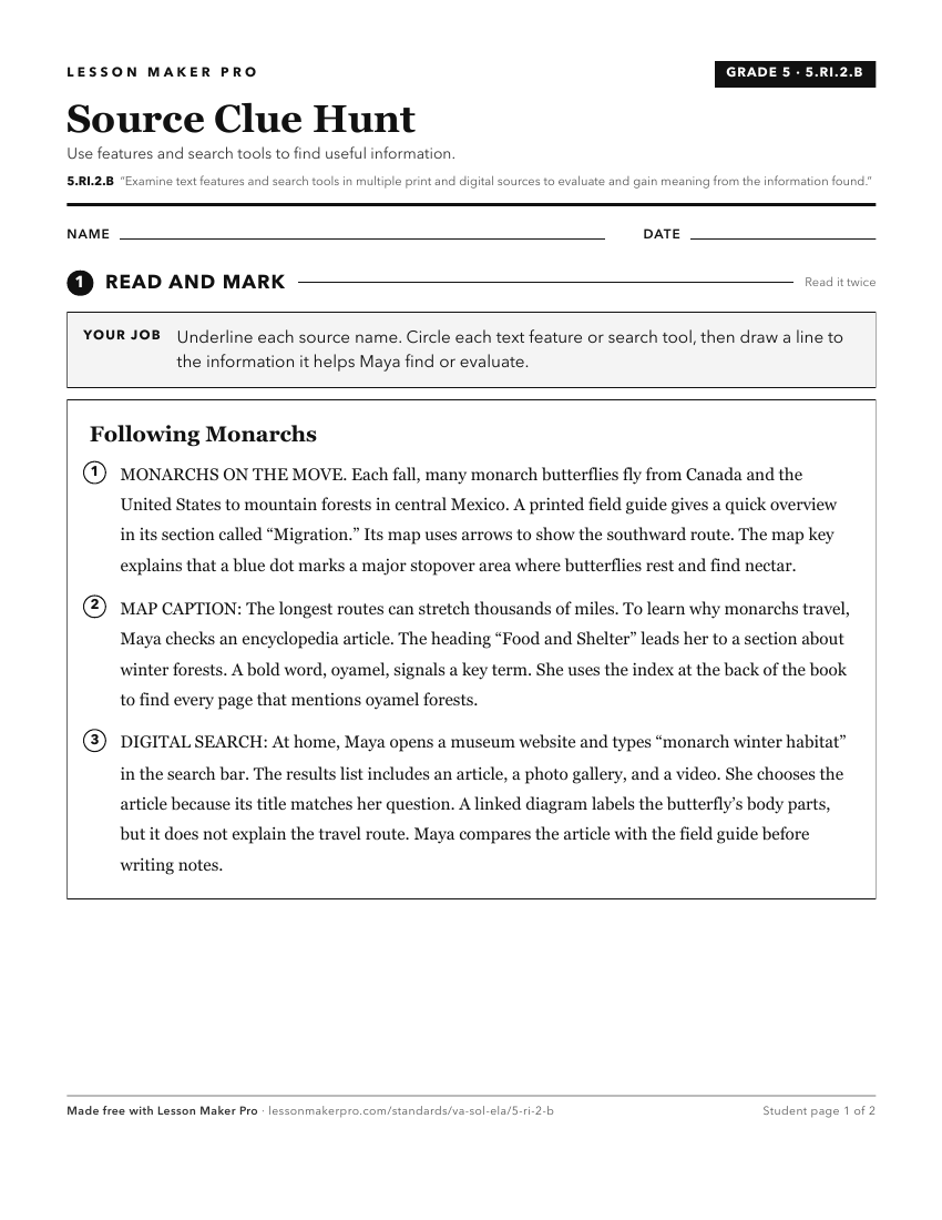 Preview of the 5.RI.2.B printable worksheet