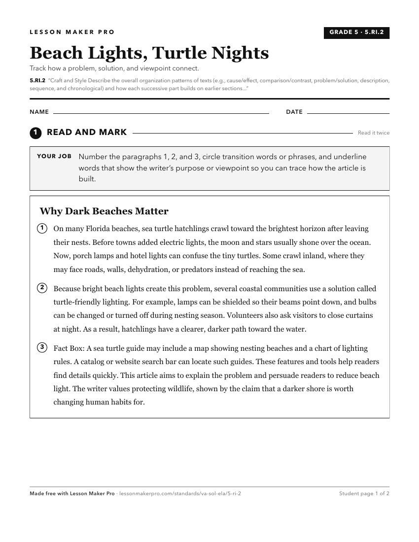 Preview of the 5.RI.2 printable worksheet