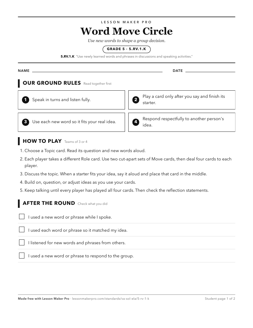 Preview of the 5.RV.1.K printable worksheet