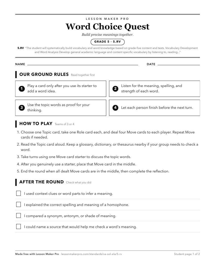 Preview of the 5.RV printable worksheet