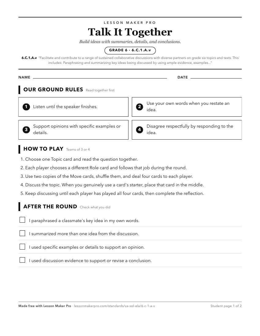 Preview of the 6.C.1.A.v printable worksheet