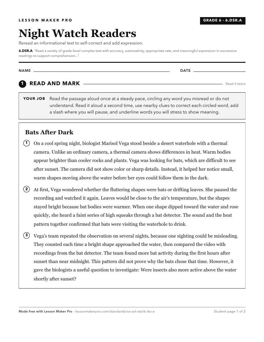 Preview of the 6.DSR.A printable worksheet
