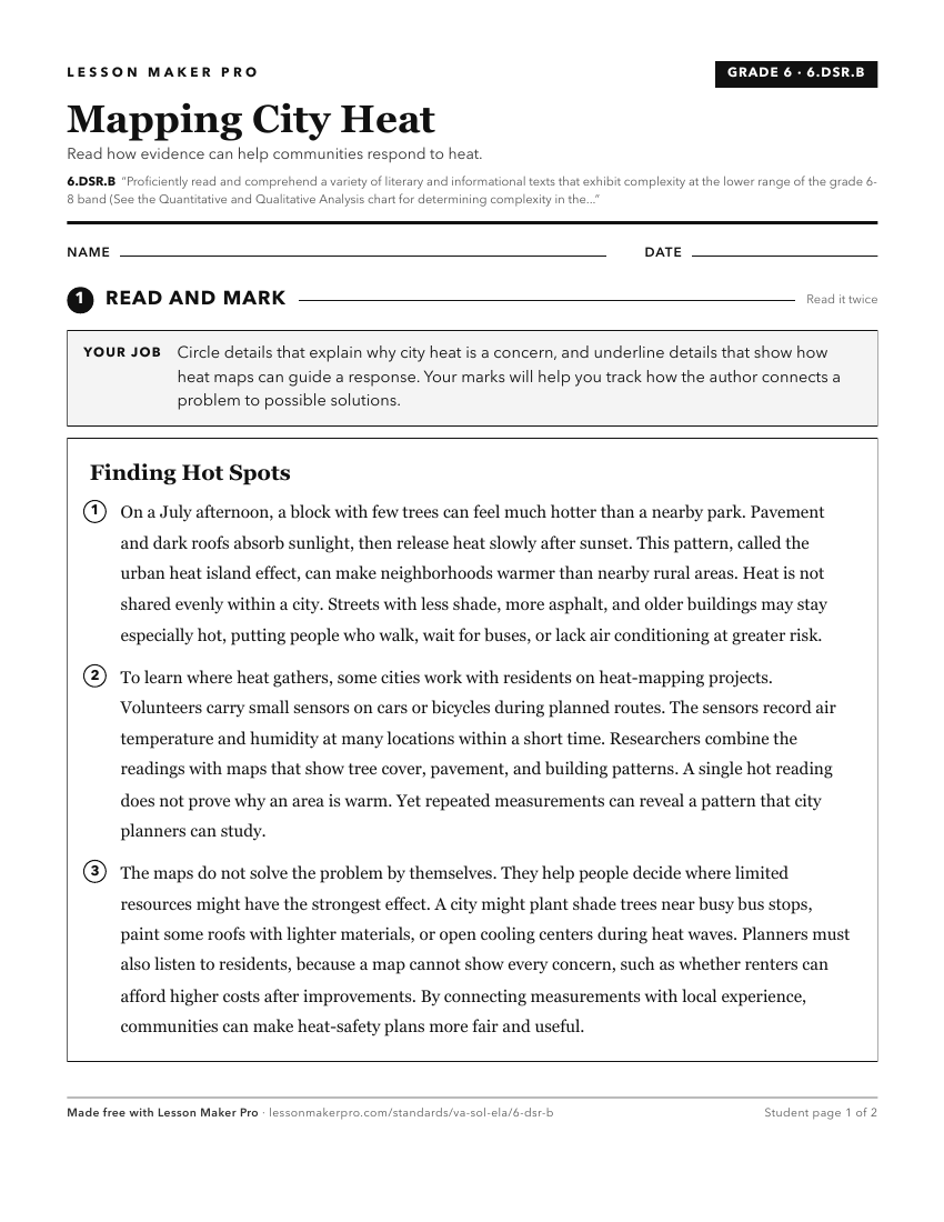 Preview of the 6.DSR.B printable worksheet