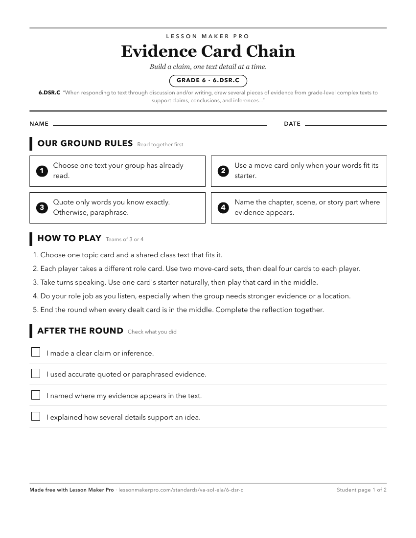 Preview of the 6.DSR.C printable worksheet