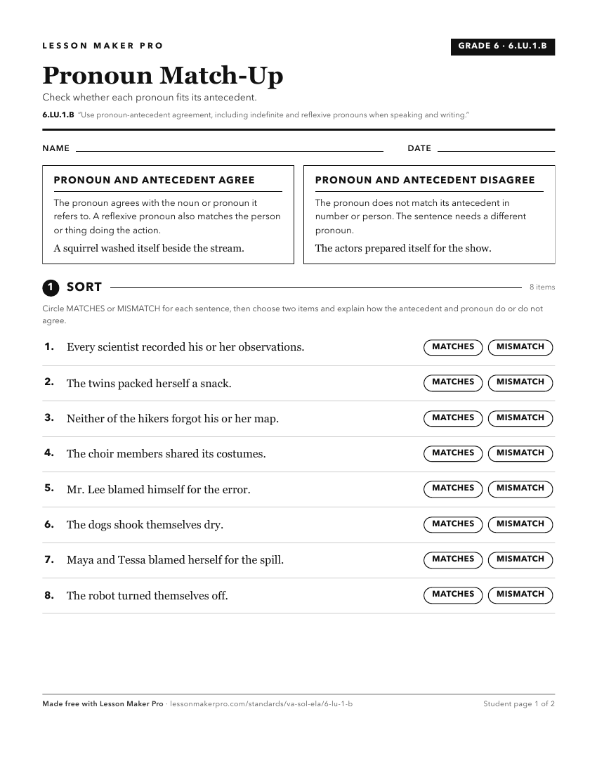 Preview of the 6.LU.1.B printable worksheet
