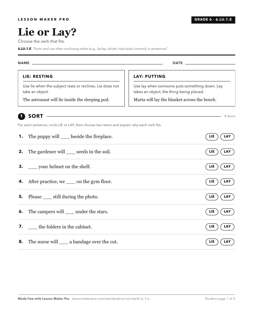 Preview of the 6.LU.1.E printable worksheet