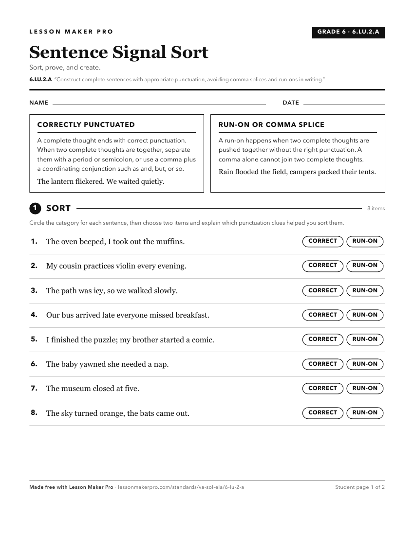 Preview of the 6.LU.2.A printable worksheet