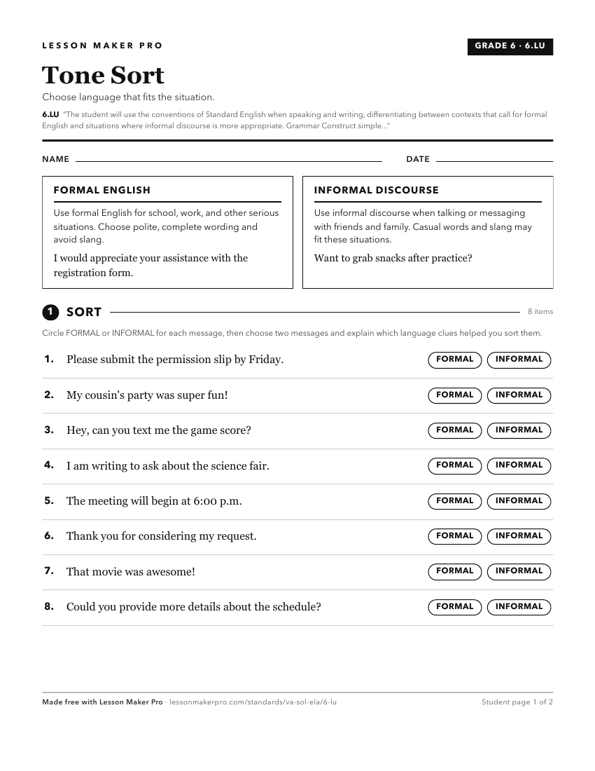 Preview of the 6.LU printable worksheet
