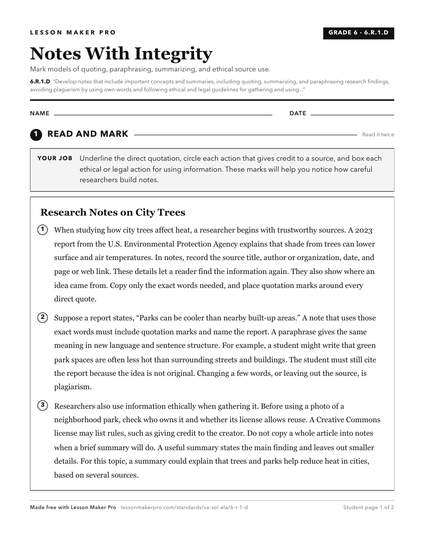 Preview of the 6.R.1.D printable worksheet