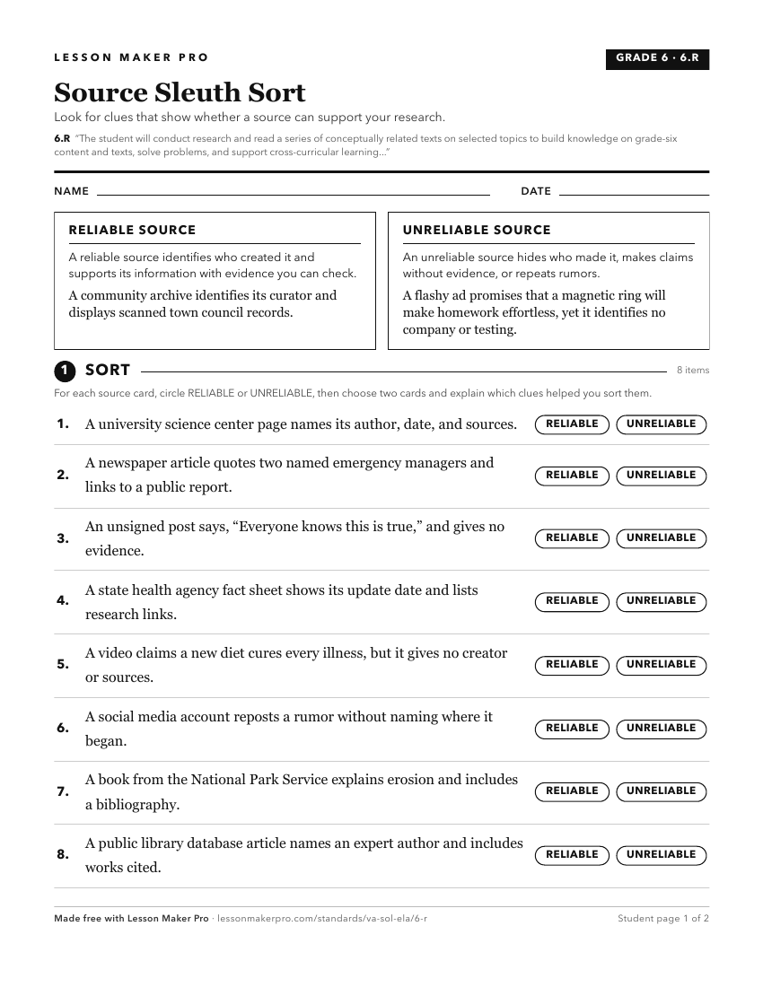 Preview of the 6.R printable worksheet