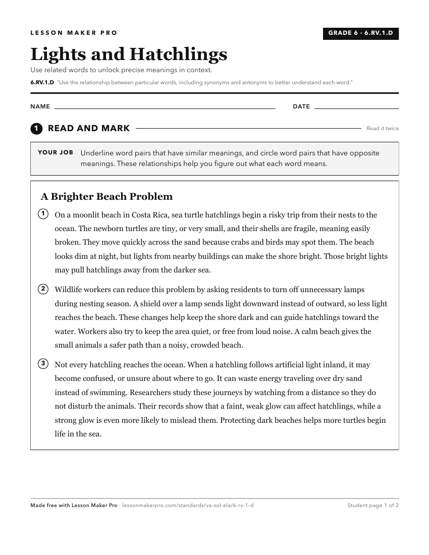 Preview of the 6.RV.1.D printable worksheet