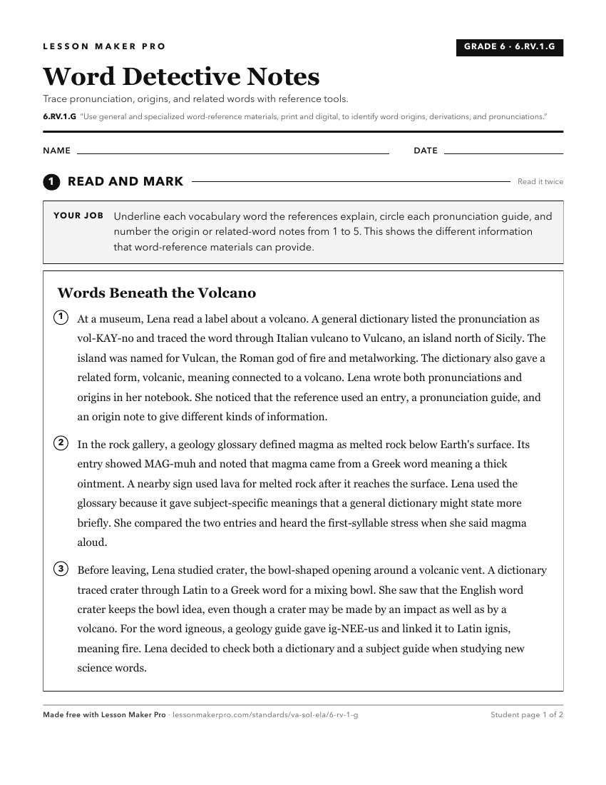 Preview of the 6.RV.1.G printable worksheet
