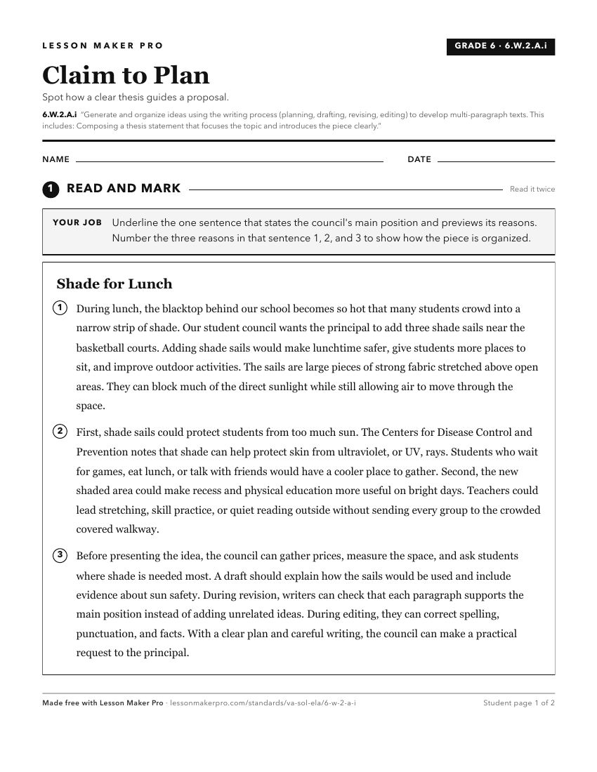 Preview of the 6.W.2.A.i printable worksheet