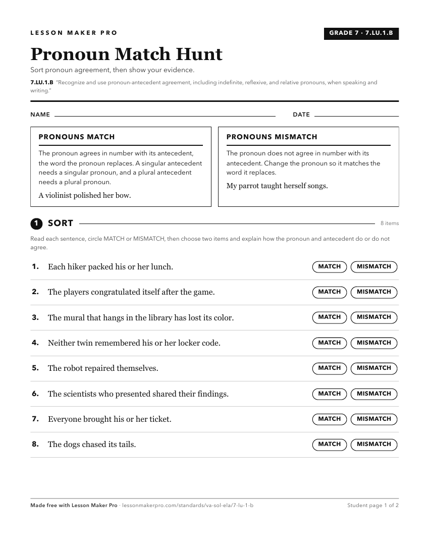 Preview of the 7.LU.1.B printable worksheet