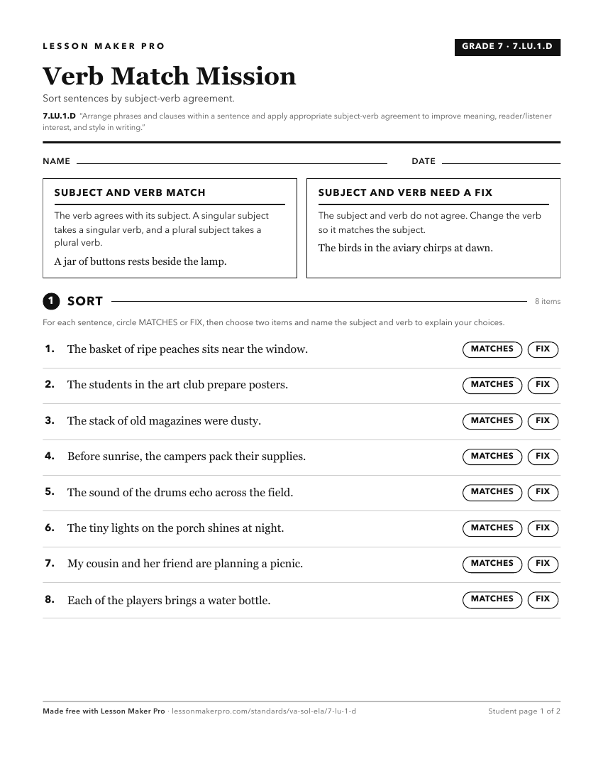 Preview of the 7.LU.1.D printable worksheet