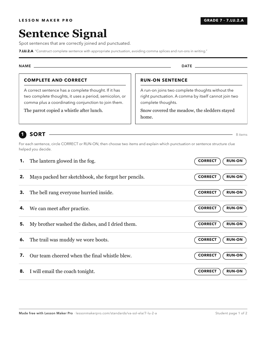 Preview of the 7.LU.2.A printable worksheet