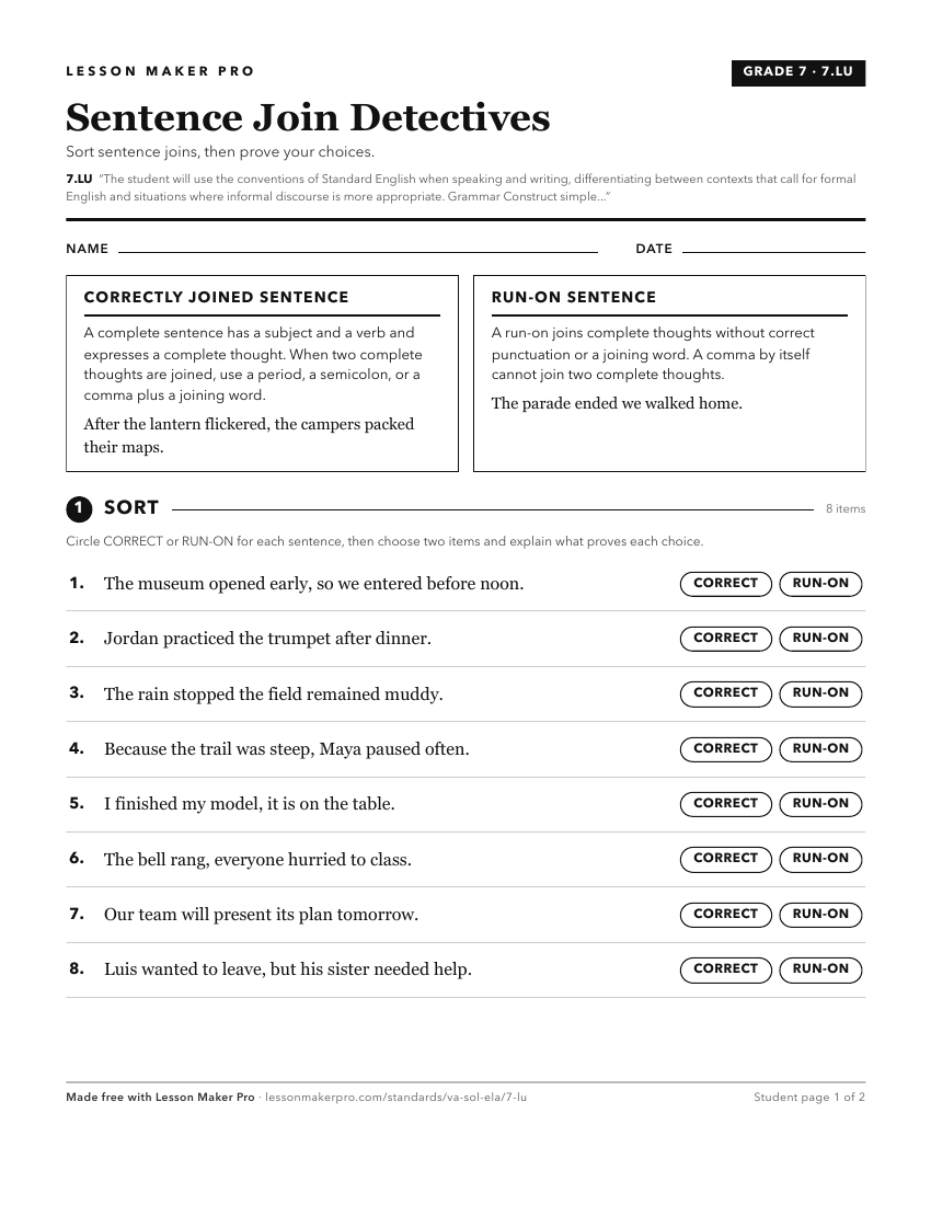Preview of the 7.LU printable worksheet