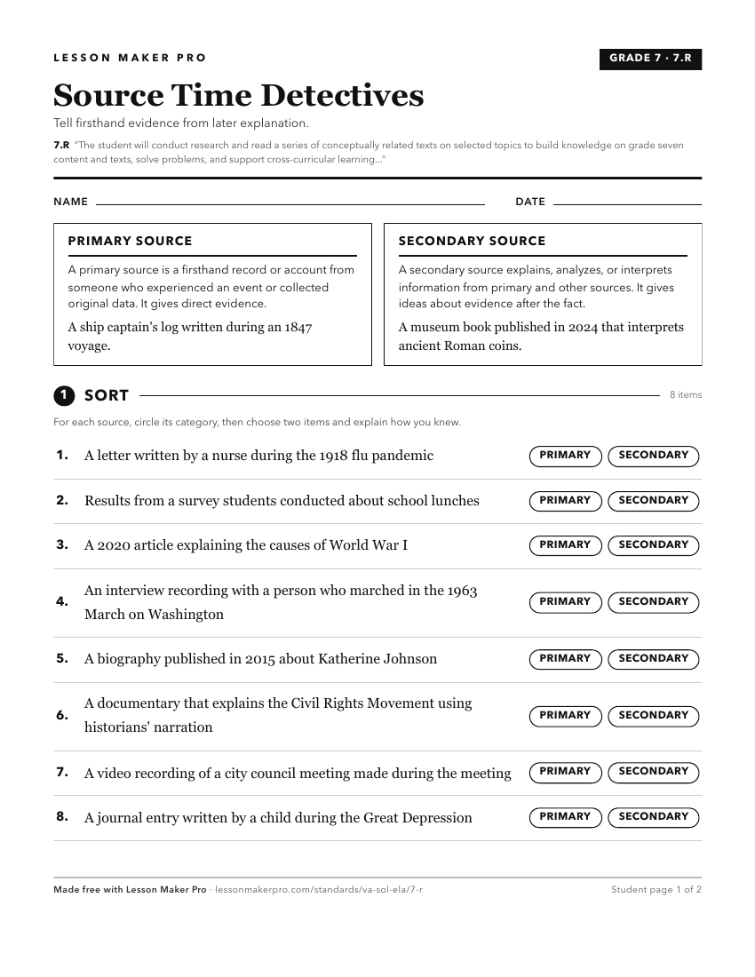 Preview of the 7.R printable worksheet