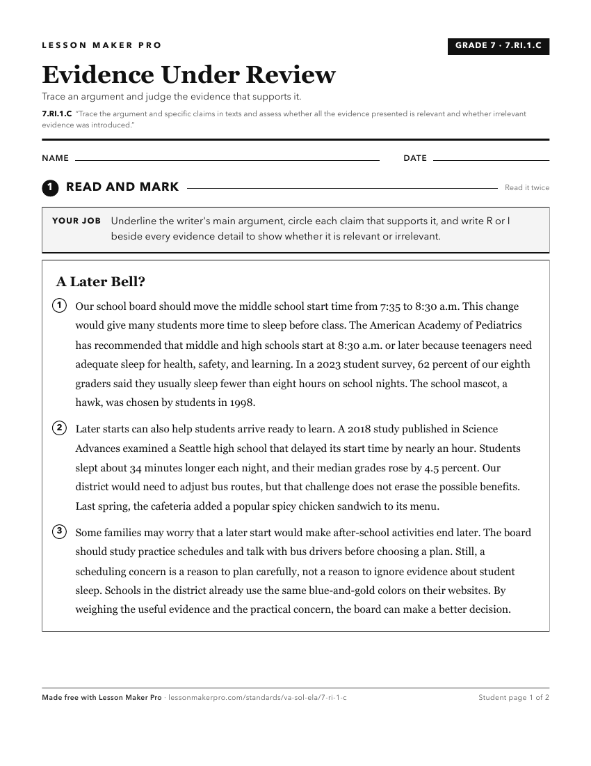 Preview of the 7.RI.1.C printable worksheet