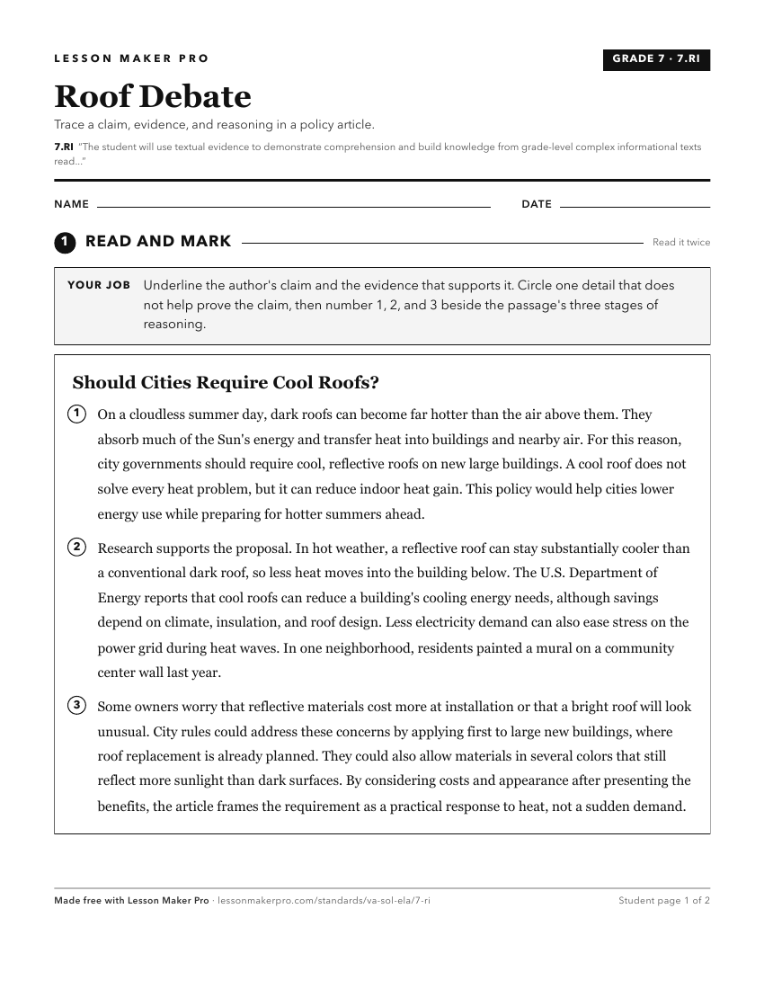 Preview of the 7.RI printable worksheet