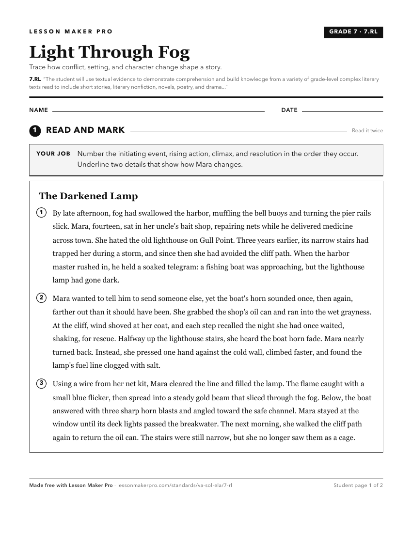 Preview of the 7.RL printable worksheet