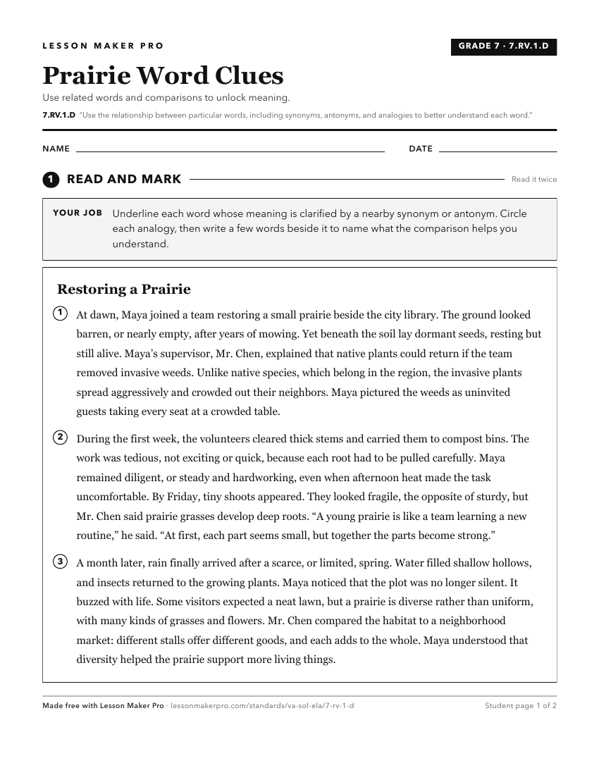 Preview of the 7.RV.1.D printable worksheet