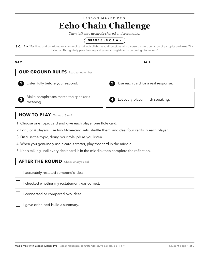 Preview of the 8.C.1.A.v printable worksheet