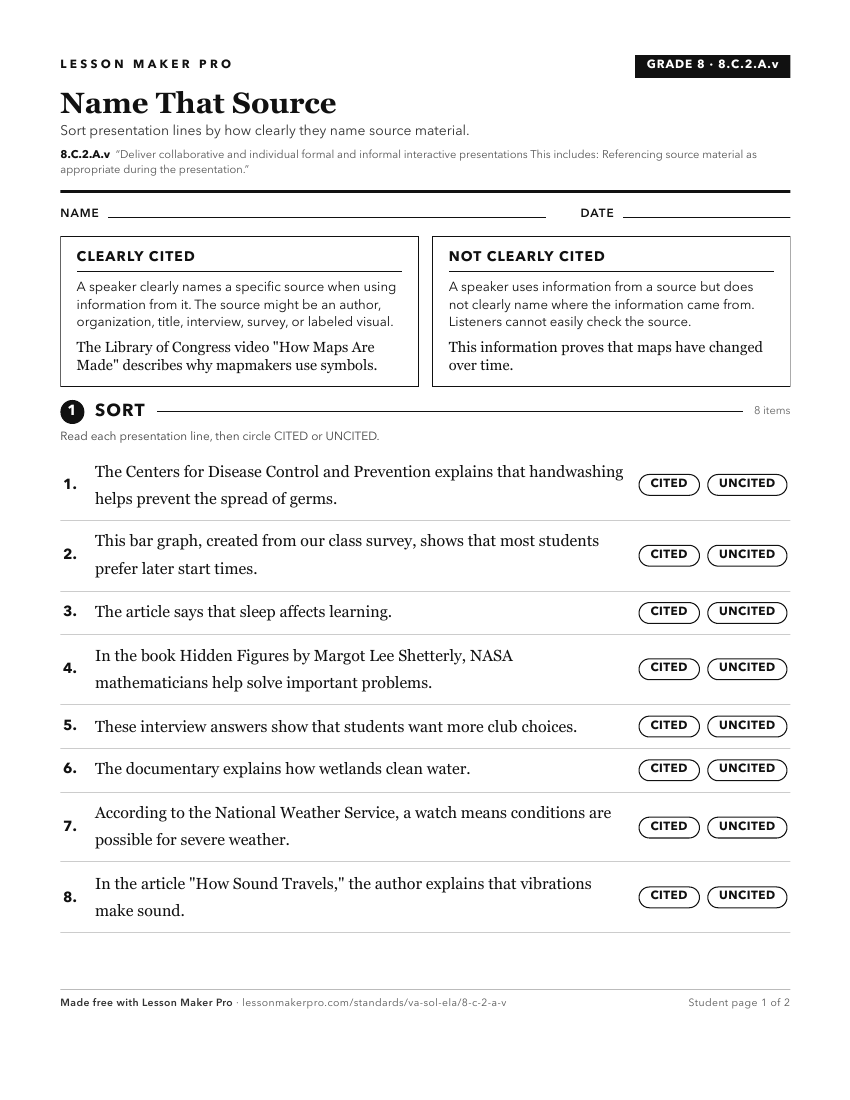 Preview of the 8.C.2.A.v printable worksheet