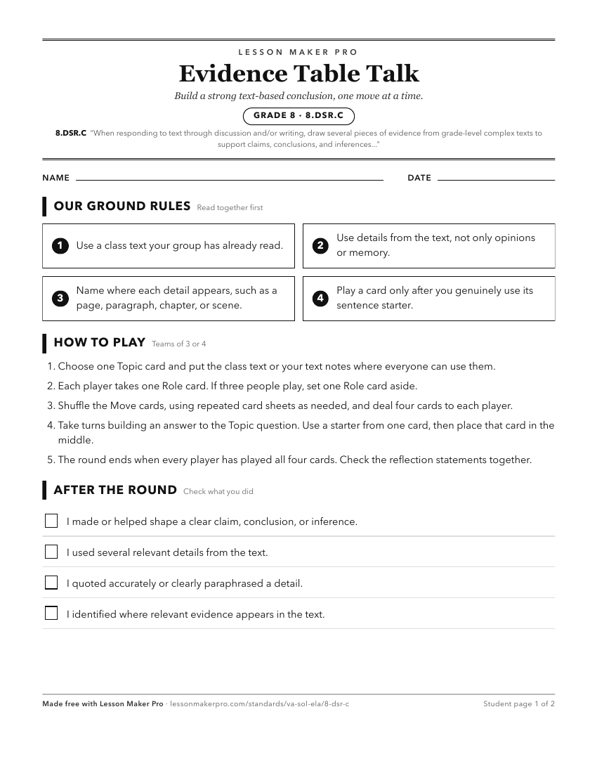 Preview of the 8.DSR.C printable worksheet