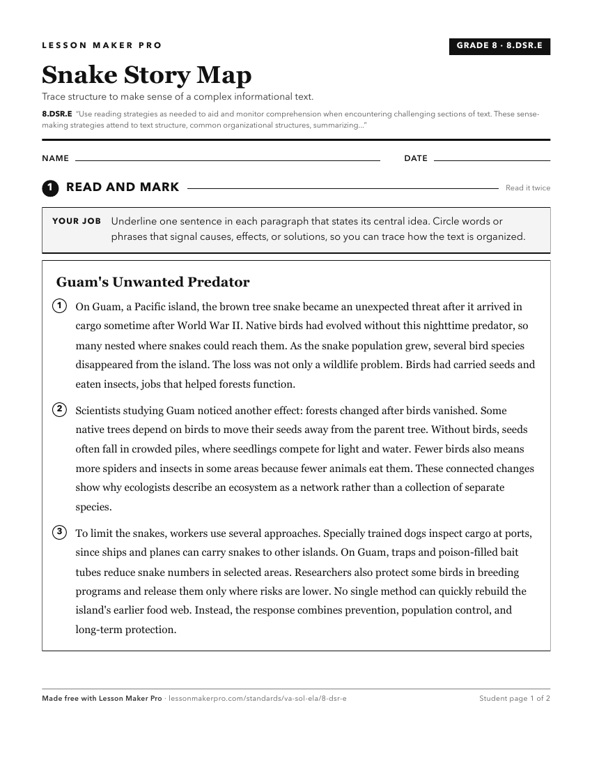 Preview of the 8.DSR.E printable worksheet