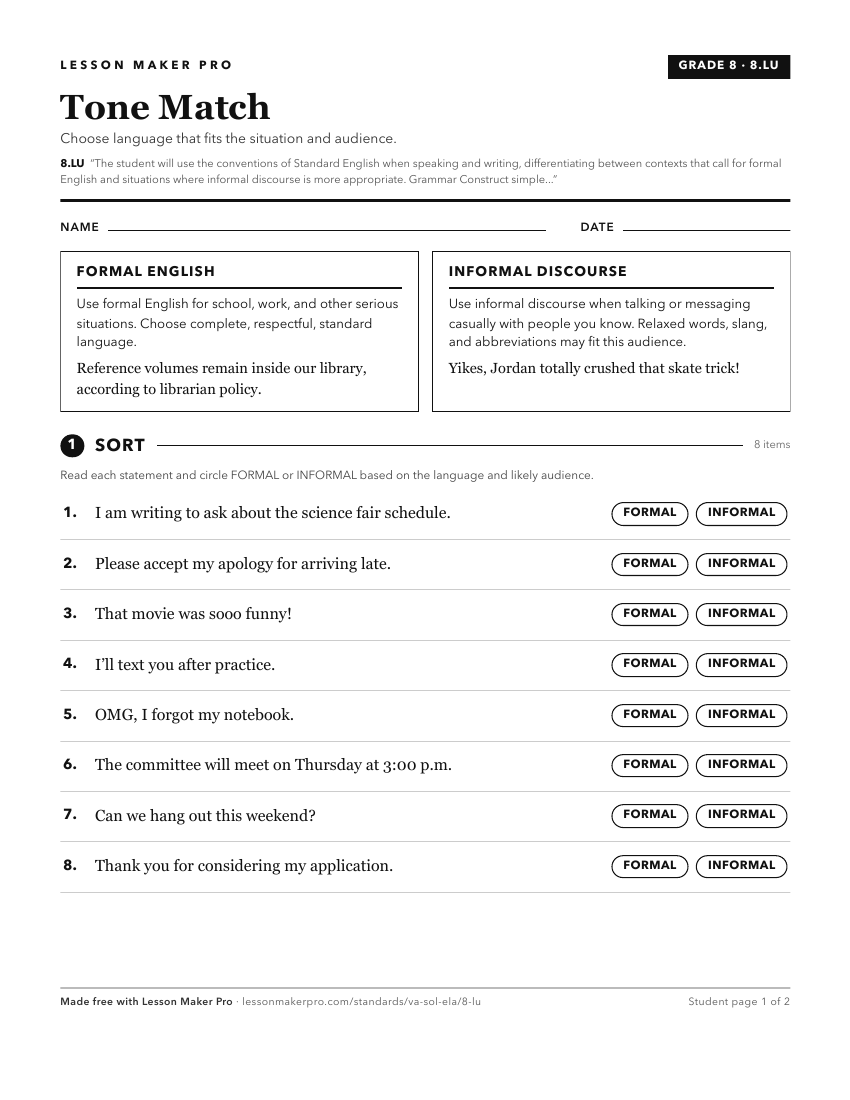 Preview of the 8.LU printable worksheet