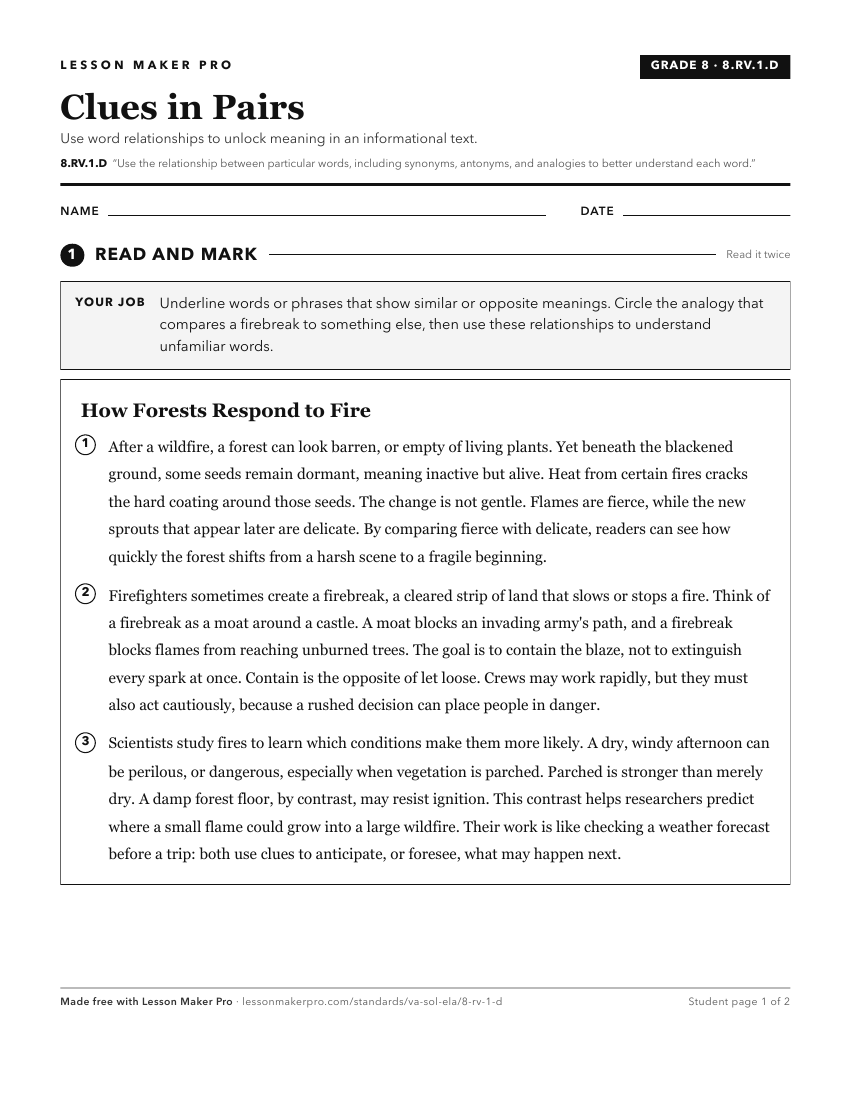 Preview of the 8.RV.1.D printable worksheet