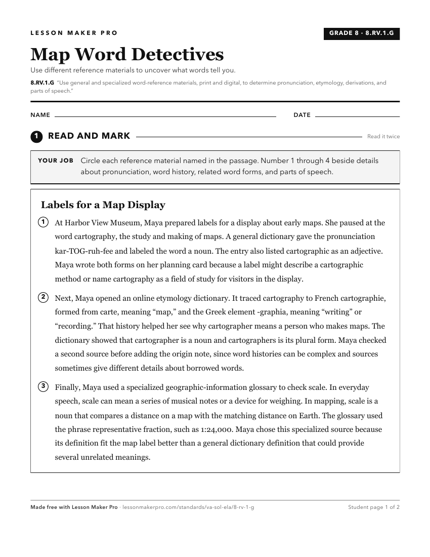 Preview of the 8.RV.1.G printable worksheet