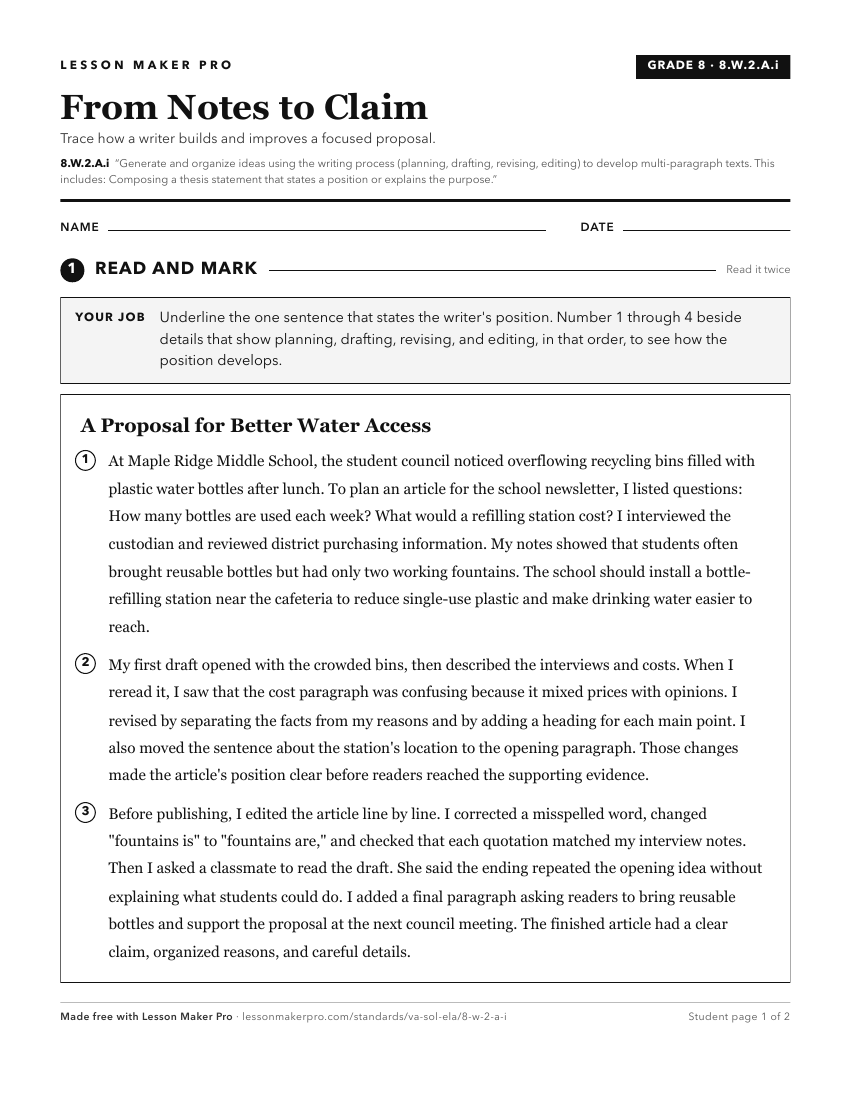 Preview of the 8.W.2.A.i printable worksheet