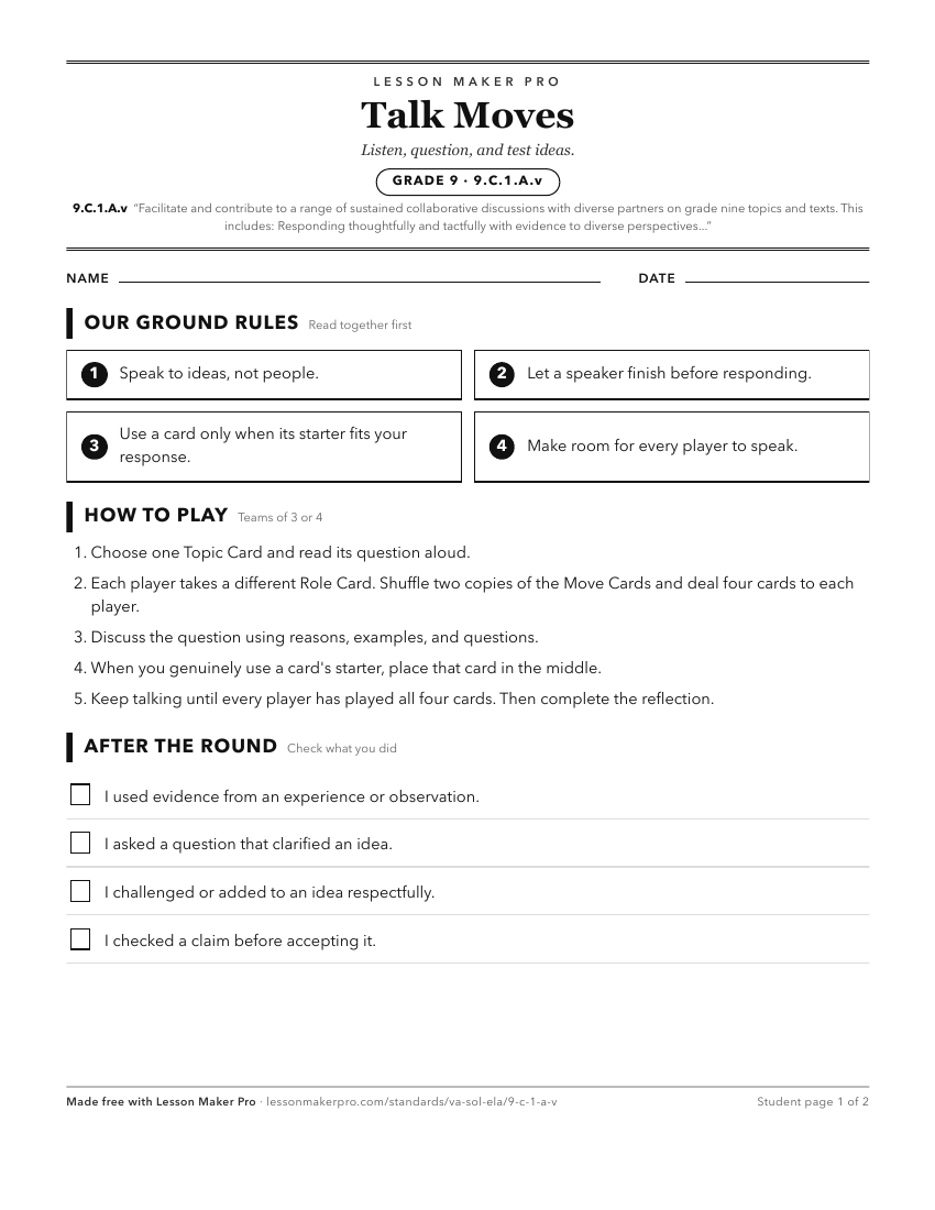 Preview of the 9.C.1.A.v printable worksheet