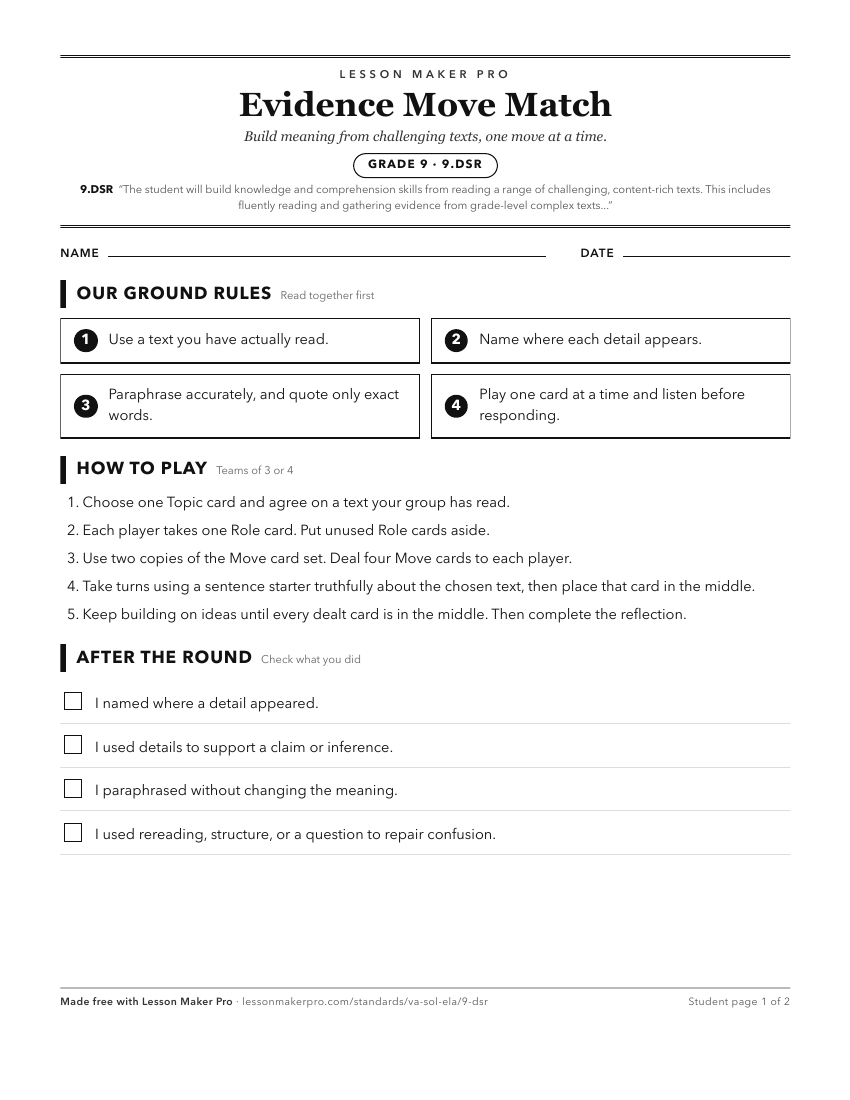 Preview of the 9.DSR printable worksheet