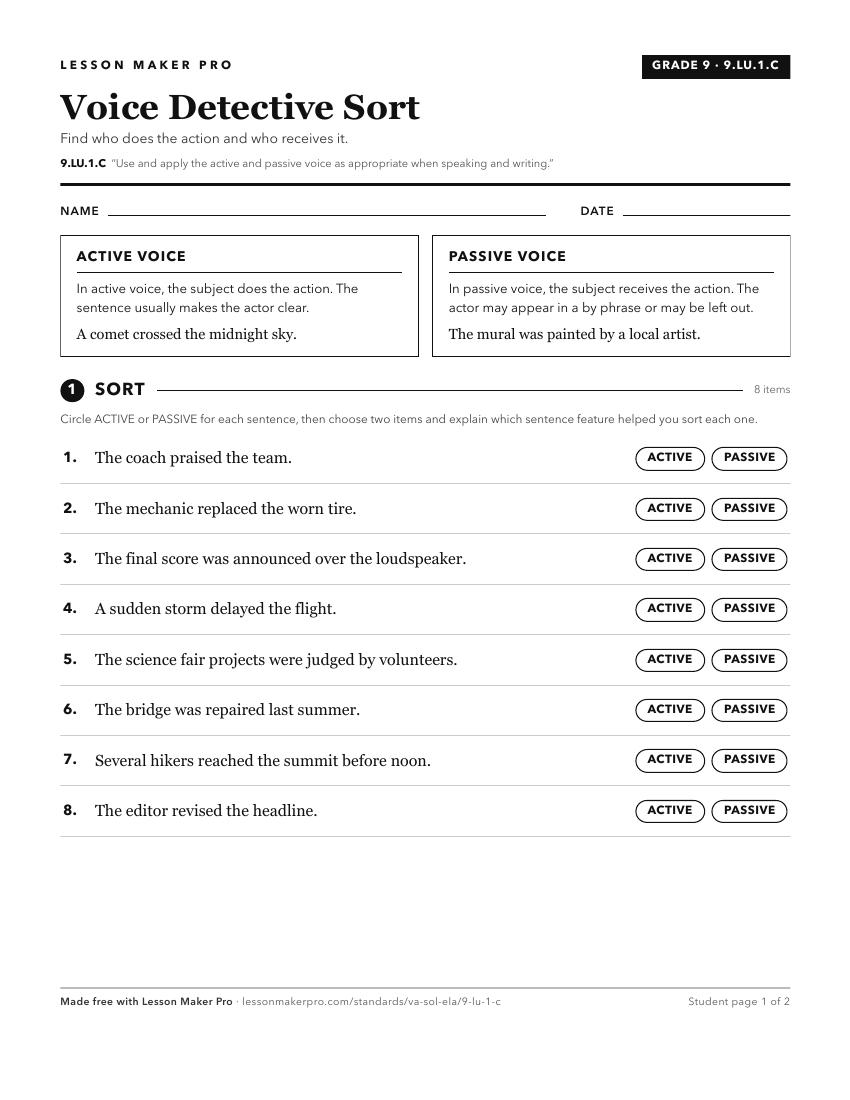 Preview of the 9.LU.1.C printable worksheet
