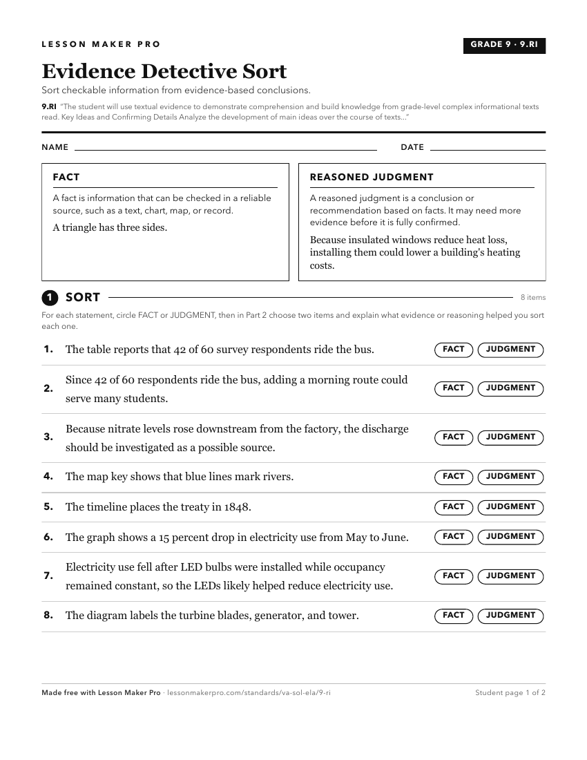 Preview of the 9.RI printable worksheet