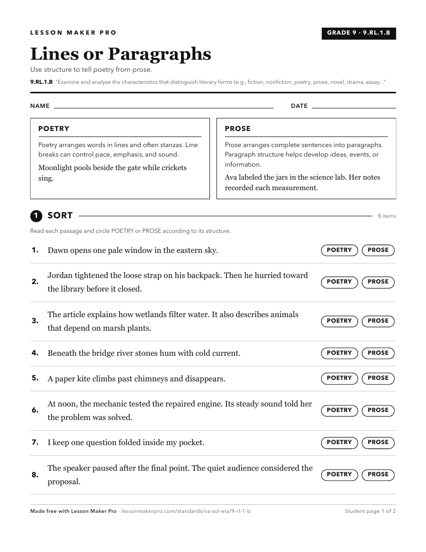 Preview of the 9.RL.1.B printable worksheet