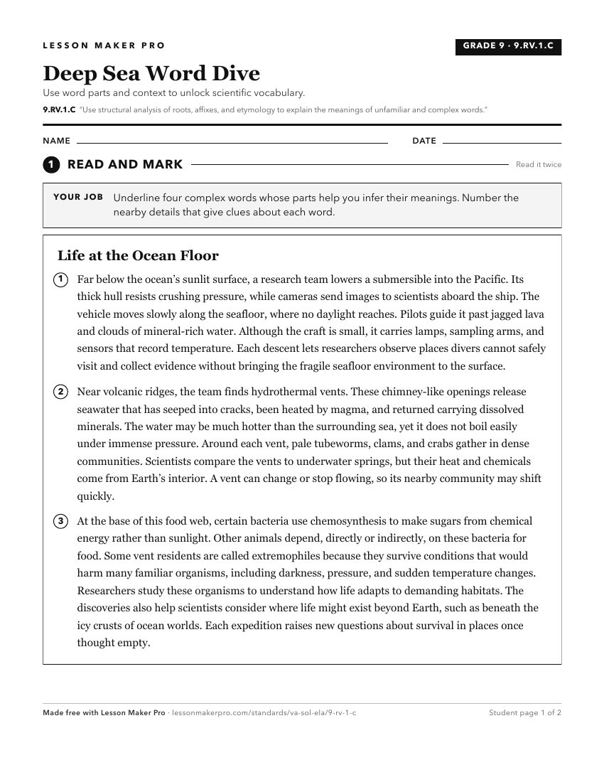 Preview of the 9.RV.1.C printable worksheet