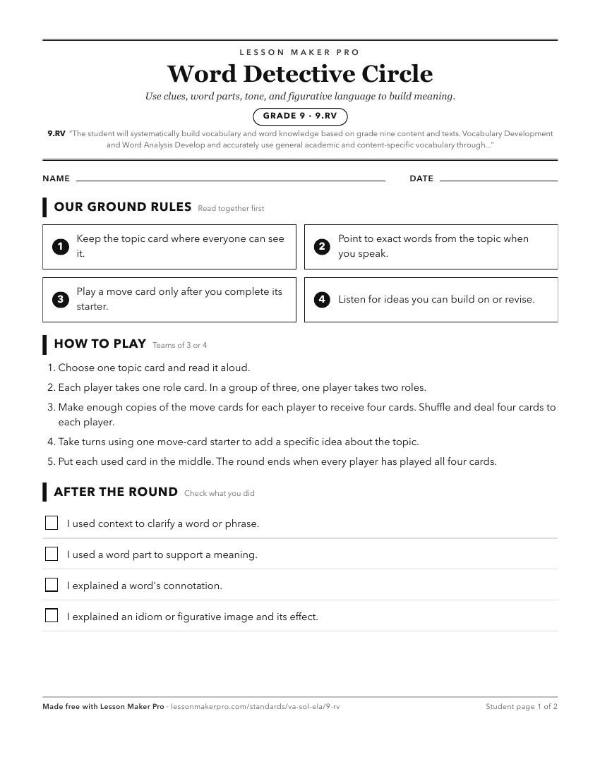 Preview of the 9.RV printable worksheet