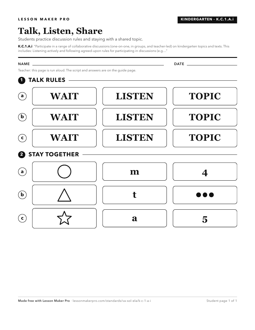 Preview of the K.C.1.A.i printable worksheet