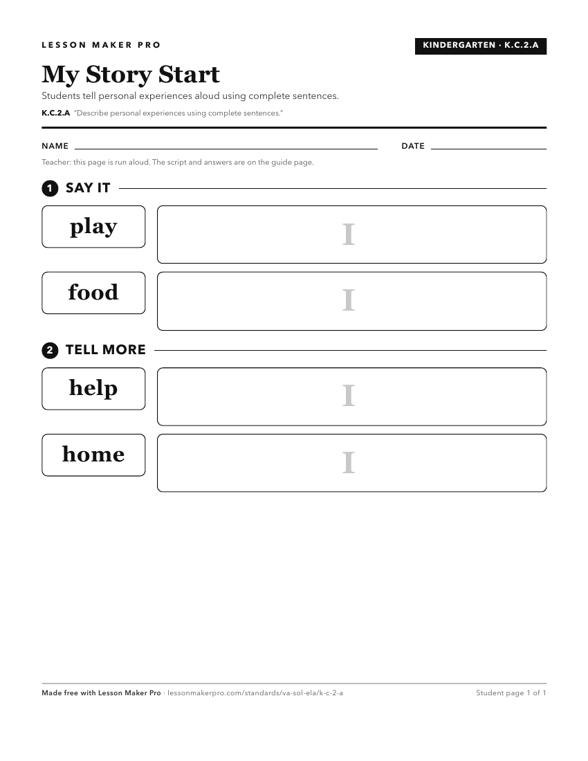 Preview of the K.C.2.A printable worksheet