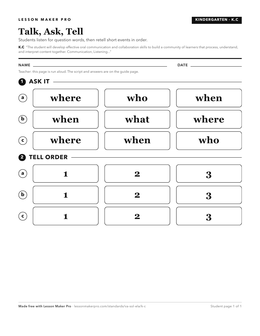 Preview of the K.C printable worksheet
